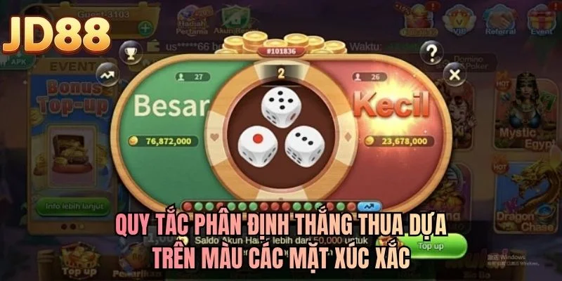 Quy tắc phân định thắng thua dựa trên màu các mặt xúc xắc